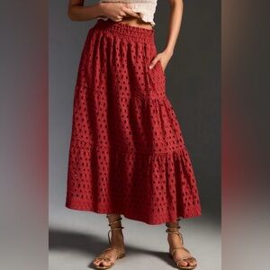 Anthropologie The Somerset Eyelet Maxi Skirt